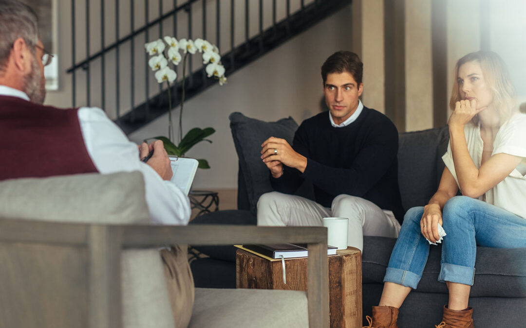 Conflicted couple getting relationship counseling